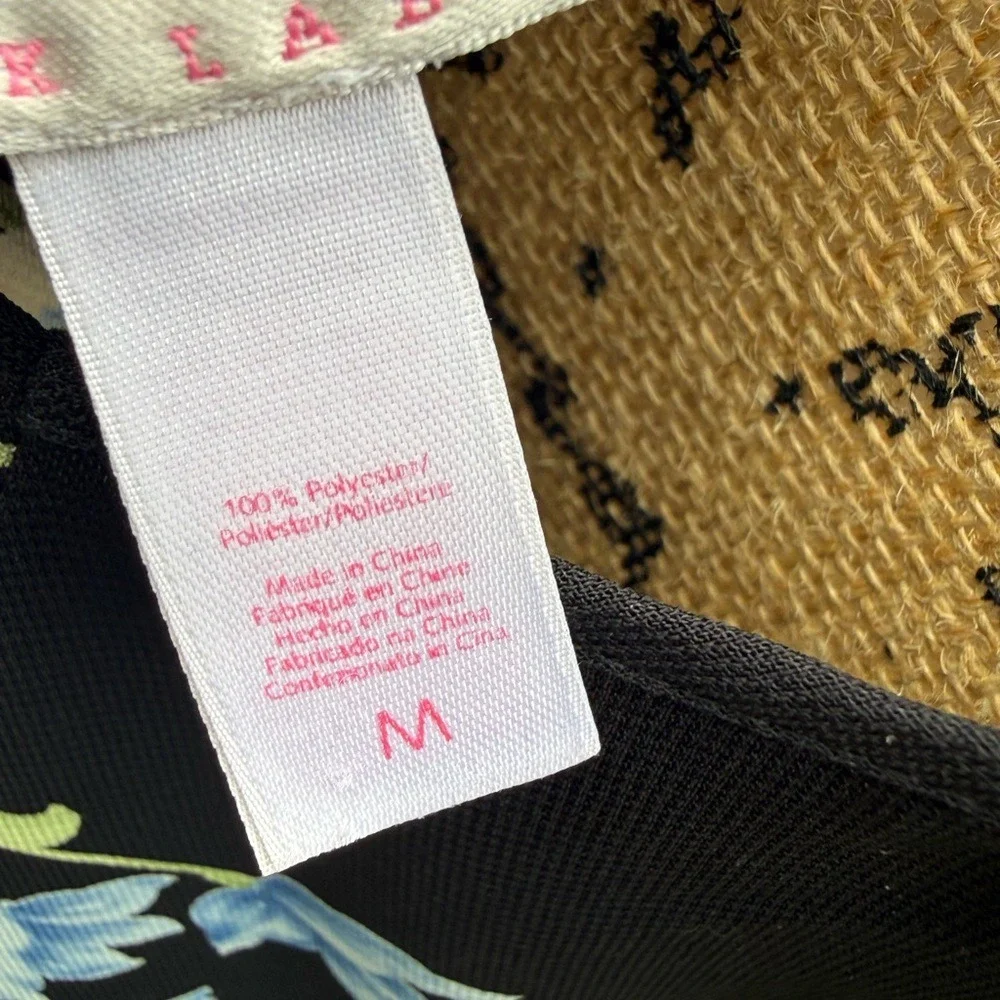 Oscar de la Renta The Label Vintage Black Chemise with Blue Floral Women's M - Picture 5 of 6